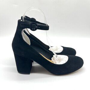 Splendid Womens Size 7.5 7.5M Rosie Black‎ Suede Leather Block Heels Pumps Shoes